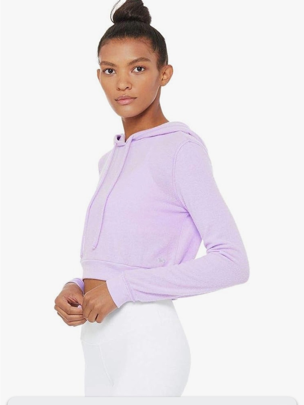 ALO Yoga Ultraviolet Lilac Cropped Heather Hoodie Size L
